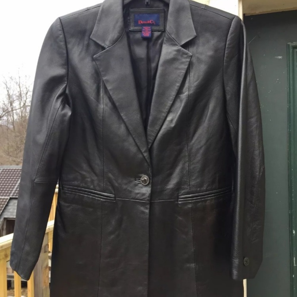 DENIM & CO black leather blazer sz M